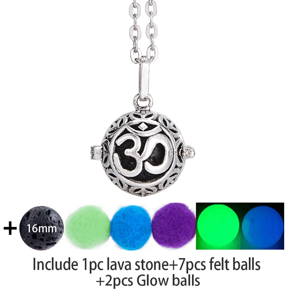 Светится в темноте ожерелье войлочный шарик Лава камень Йога ожерелье Ароматерапия колье аромараспылитель ожерелье с медальоном для эфирного масла - Окраска металла: 6