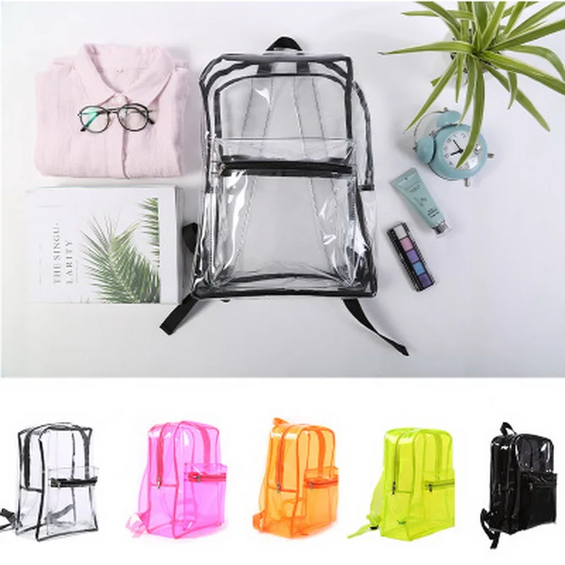

2018 PVC Hologram Transparent Backpacks Jelly Students Schoolbags Teenager Bookbag Daily Fanny Pack Clear Bags For Travel