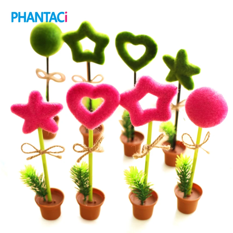 

5 pcs/lot Korean Creative Stationery Green Pastoral plant Table top pen pots Round Flower pot Styling pen Cute easy to use