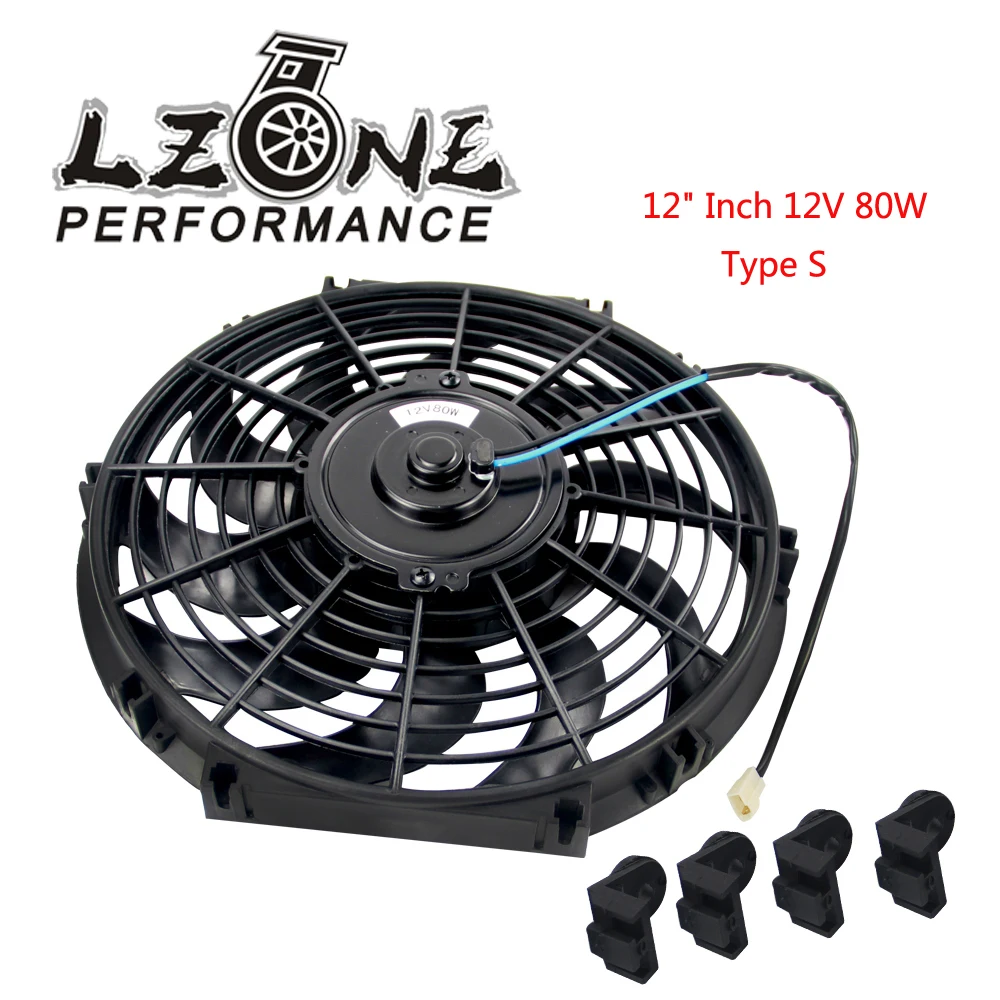 

LZONE - 12 Inch Universal 12V 80W Slim Reversible Electric Radiator AUTO FAN Push Pull With mounting kit Type S 12"JR-FAN12
