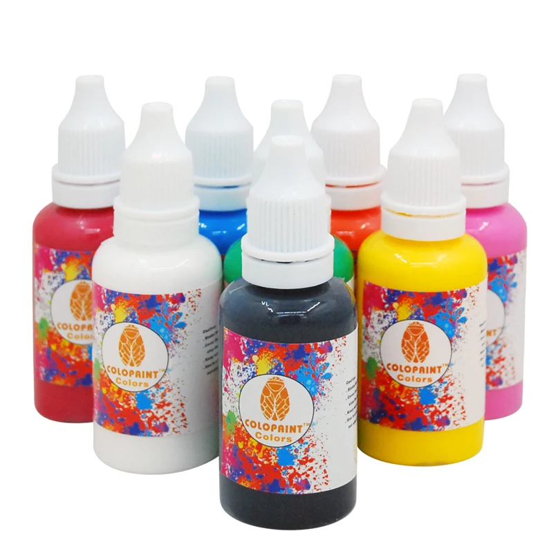 Colopaint 8 Color Set of Custom Body Art Airbrush Nail Paint 30ml/Bottle body of art