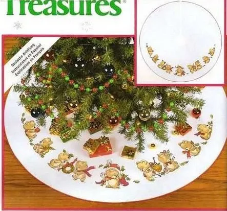 CS-1448 cross stitch kit Christmas Bear Table Skirt Cloth.jpg