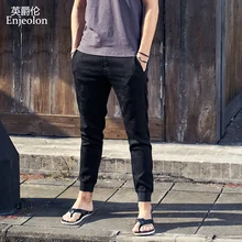 Бренд Enjeolon, одноцветные длинные брюки, мужские прямые повседневные спортивные штаны, мужские спортивные штаны, модные черные мужские брюки KZ6156