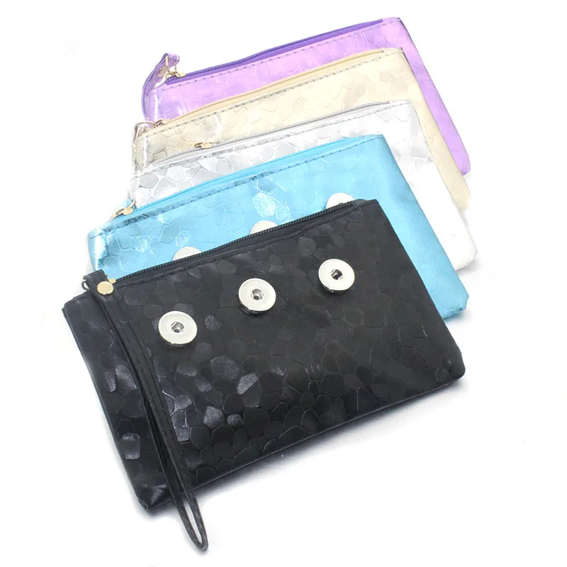 5 Colors Women Snap Pu leather Snap Button Bag Wallet Hold Snap Button