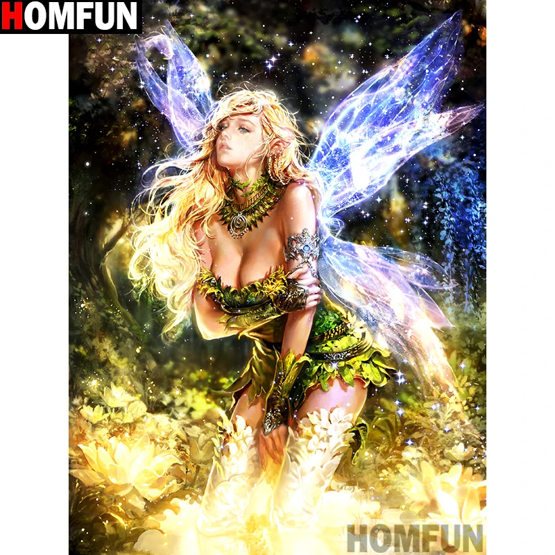 Алмазная живопись HOMFUN A13196 картина Бабочка Фея с полными квадратными/круглыми