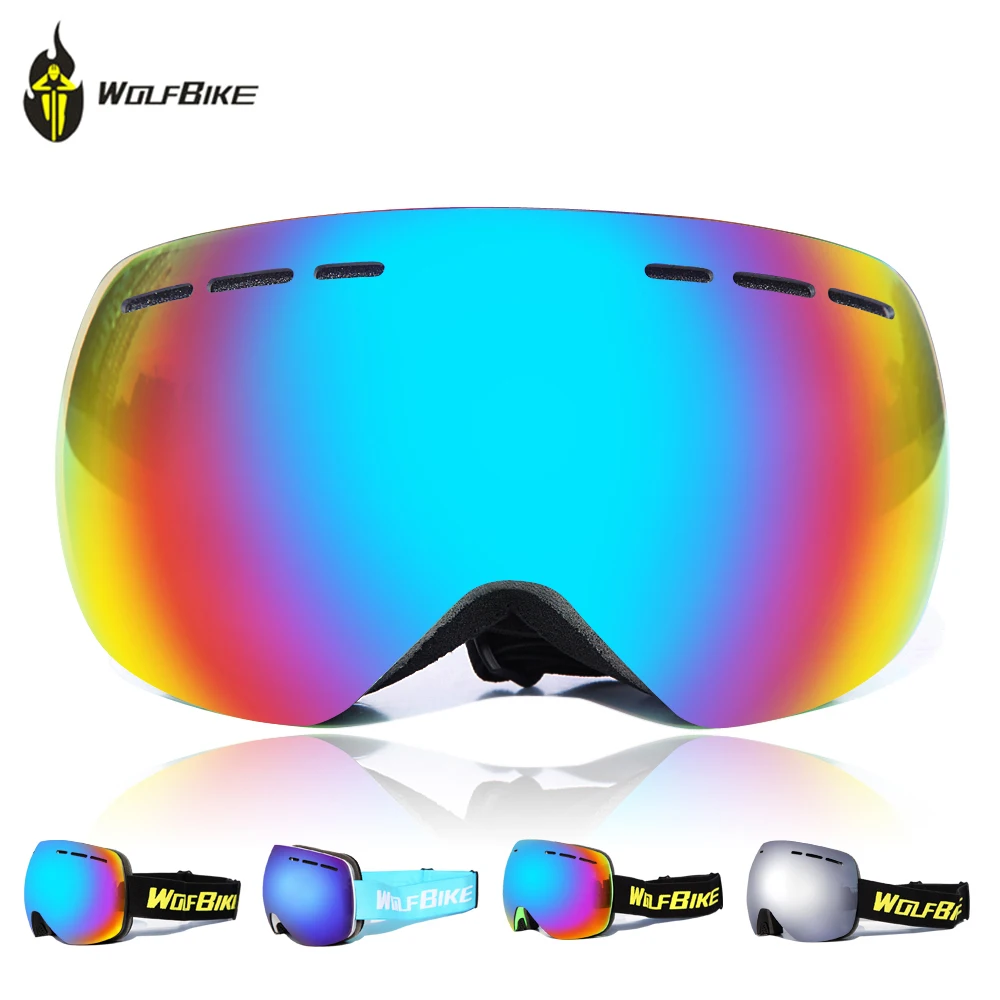 WOLFBIKE Snow Snowboard Goggles Glasses Double Layers Lens UV400 Anti fog Sun Glasses Skiing UV