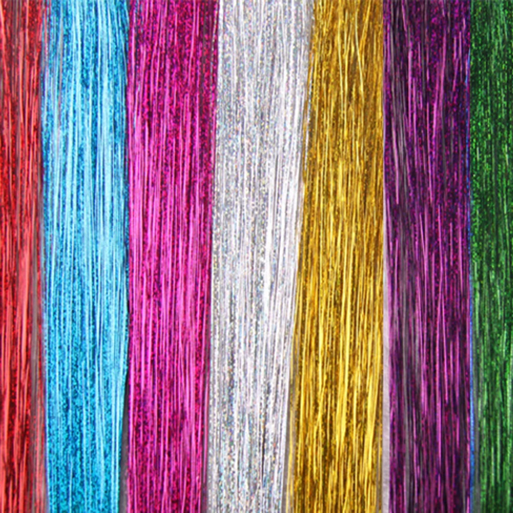 

1 Bags Hair Tinsel Sparkle Glitter Extensions Highlights False hair Strands Party Accessories For Girls Party 8 Colors