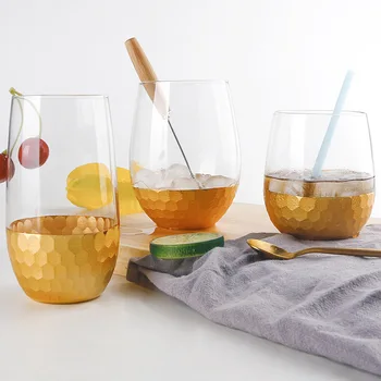 

300-550 ml Nordic Simple Grinding Gold-plated Glass Cup Commodity Tableware Net Red Milk Breakfast Cup