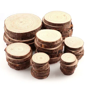 3-12cm Thick 1 Pack Natural Pine Round Unfinished Wood Slices Circles With Tree Bark Log Discs DIY Crafts Wedding Party Painting 1