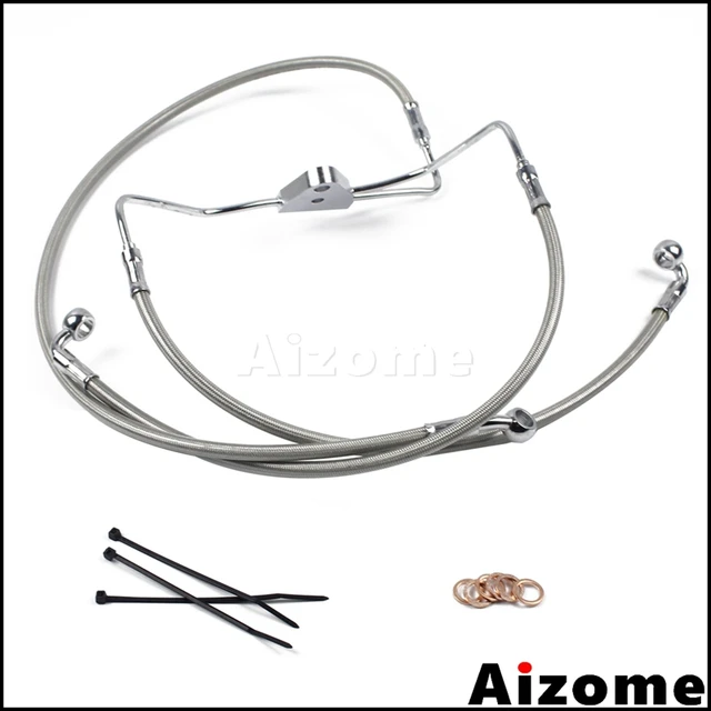 Front +4" Stainless Brake Line Kit For Harley Touring No ABS Brakes