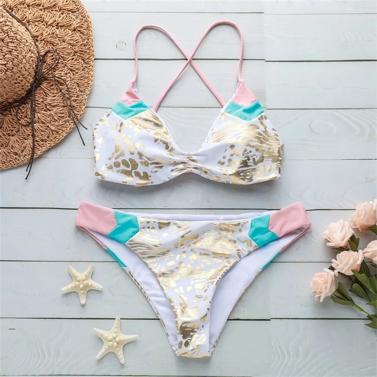 

Bandage Brazilian Bikini 2019 Swimwear Women Swimsuit Sexy Push Up Bikini Set Swimming Bathing Suit Patchwork Beachwear Summer