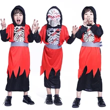 Красный Хэллоуин призрак зомби Одежда для мальчиков Косплэй маскарадные костюмы для праздников сценический костюм