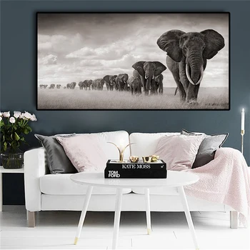 

5D 100% Full square Round Diamond Painting Black Africa Elephants Wild Animal Cross Stitch Diamond Embroidery For Room FS4792