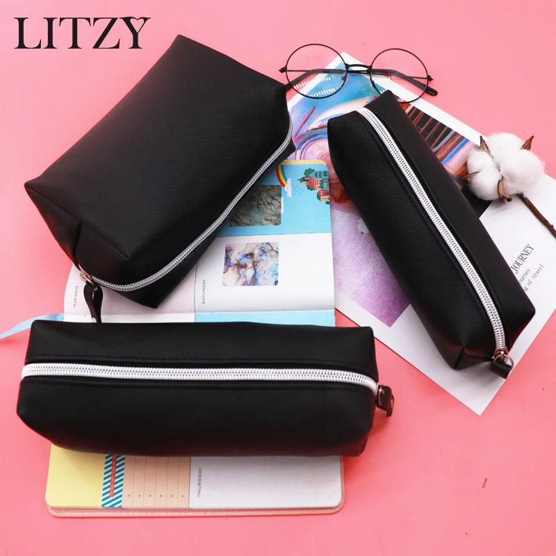 Big Pencil Case For Boys Black Leather Pencil Cases For Girls Cute Big Capacity Zipper Pencil Box Cosmetic Bag School Supplies Big Pencil Case For Boys Black Leather Pencil Cases For Girls Cute Big Capacity Zipper Pencil Box Cosmetic Bag School Supplies