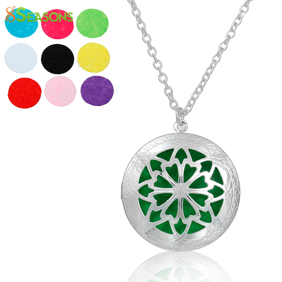 

8SEASONS Nonwovens Aromatherapy Essential Oil Diffuser Locket Necklace Round Chain At Random