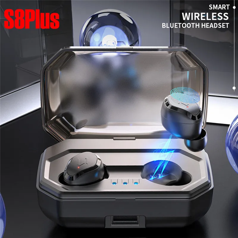 

True TWS Wireless Earphone Sport Bluetooth V5.0 Earbuds Best Cordless Earphones with Mic with 3000mA Case Sweatproof headset