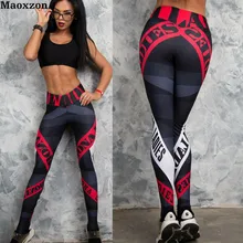 Maoxzon, женские сексуальные обтягивающие штаны с буквенным принтом для фитнеса, тренировки, бодикон, модные штаны для бега, Эластичные Обтягивающие леггинсы, брюки для женщин