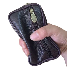 Мужская поясная сумка для мобильного телефона кофейного цвета из натуральной коровьей кожи на молнии, кошелек для монет, Карманный чехол, короткая сумка, Повседневная поясная сумка, мужская сумка