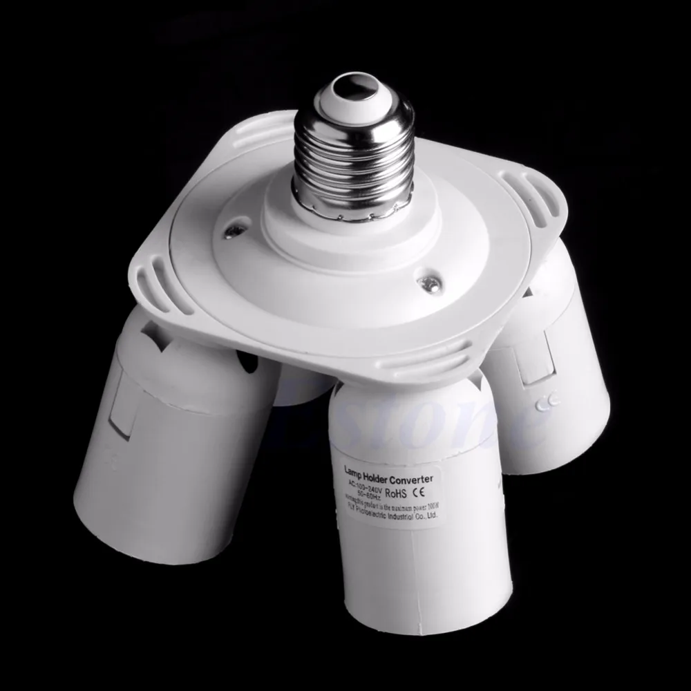 Popular 3/4 E27 Light Bulb Socket Splitter Adaptor Photography Lamp