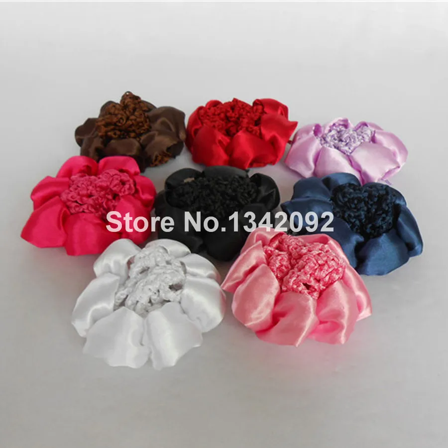 

10pcs/lot Horse Show Pinup Dressage Crew Burlesque Plain Bun Cover Bow Hair Snood Net