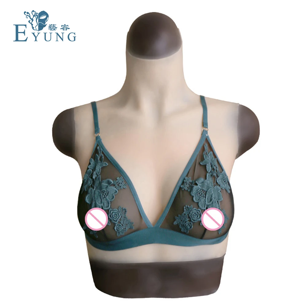 

B cup breast plate with liquid silicone filling fake boob torso for crossdresser Realistic breast for slim people