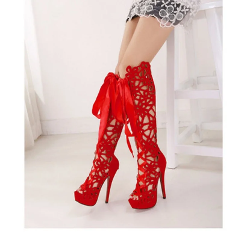 

New fashion European and American sexy nightclub women's shoes hole high heel sandals