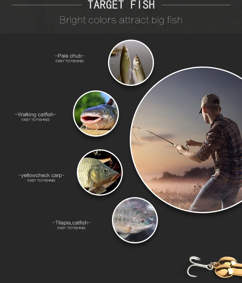 Металлическая ложка, набор рыболовной приманки, набор золотых серебряных наживок с блестками, блесна с коробкой, тройные Крючки, рыболовные снасти, снасти, жесткая приманка