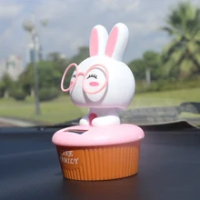 Автомобильный орнамент качающаяся голова милые очки кролик торт декорация для автомобилей Солнечная энергия мультфильм игрушки авто аксессуары для приборной панели