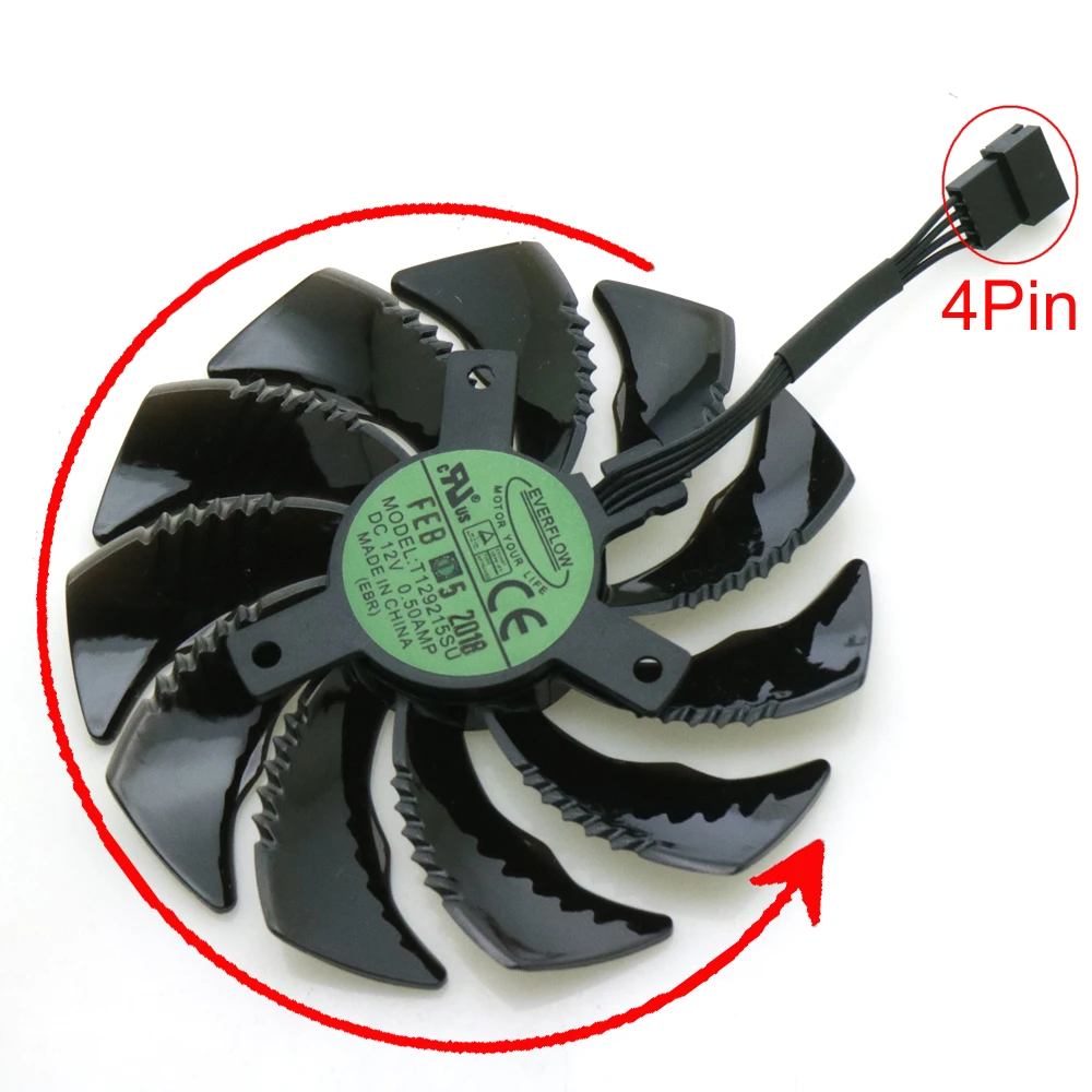 Placa Gráfica Ventilador de Refrigeração T129215su 12v 0.50a 86 mm Vga Rtx 2060 Gtx1650 1660 1660ti Windforce - Imagem 5