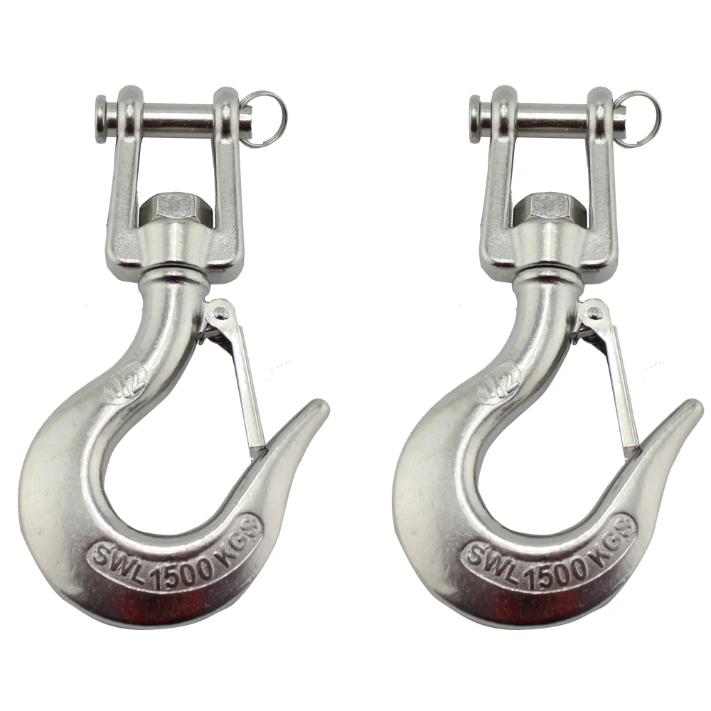 Stainless Marine Jaw Type Swivel Crane Hook with Safety Load Limit of