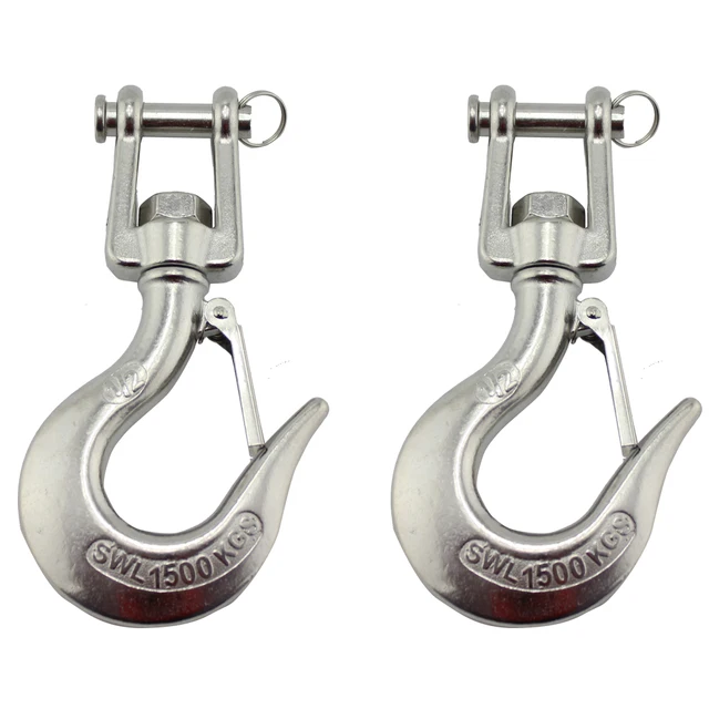Stainless Marine Jaw Type Swivel Crane Hook with Safety Load Limit of