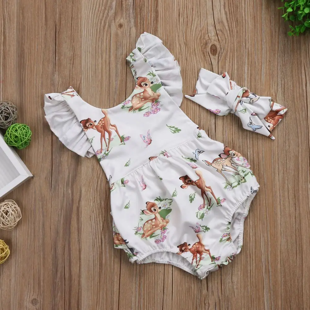 HTB10Co8cZrI8KJjy0Fhq6zfnpXaI Fashion 2018 Newborn Toddler Infant Baby Girls Deer Ruffles Romper Jumpsuit Clothes Outfits