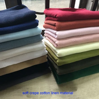 

100cm*140cm Washed Summer Shirts Material Soft Crepe Dress Fabrics Cotton Linen Plain Dyed