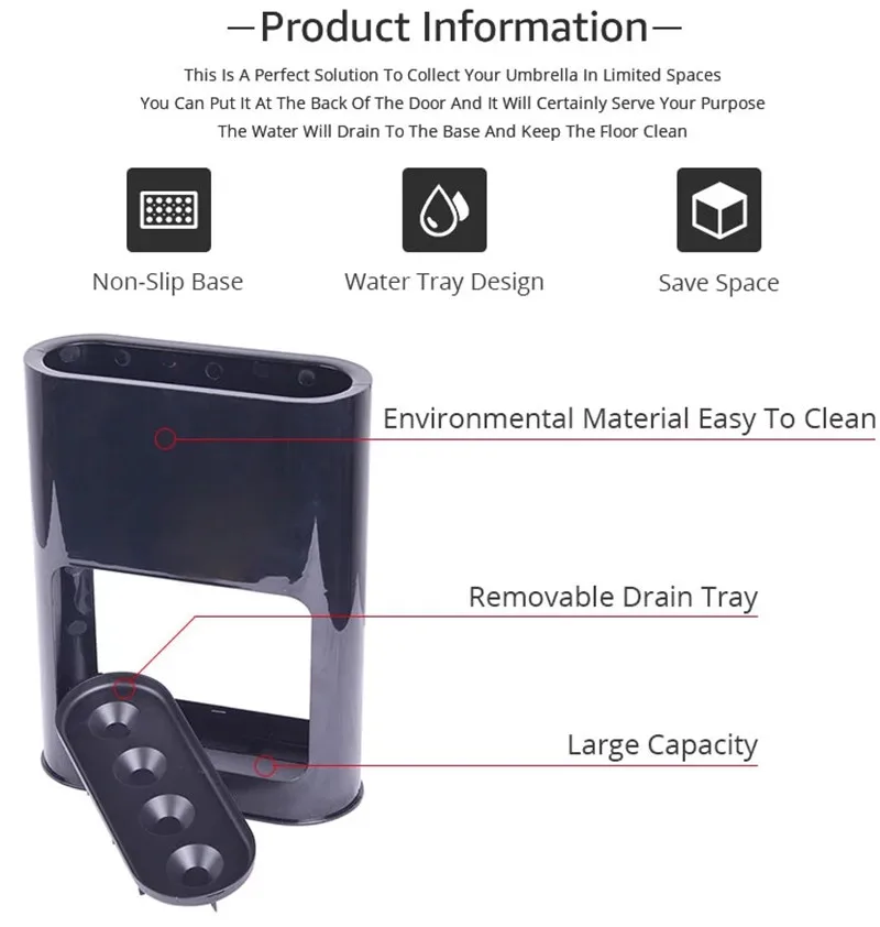 Пластиковая подставка для UUmbrella, стойка, держатель с поддоном для капель, стойка для хранения зонта, 4 отверстия для декора дома и офиса