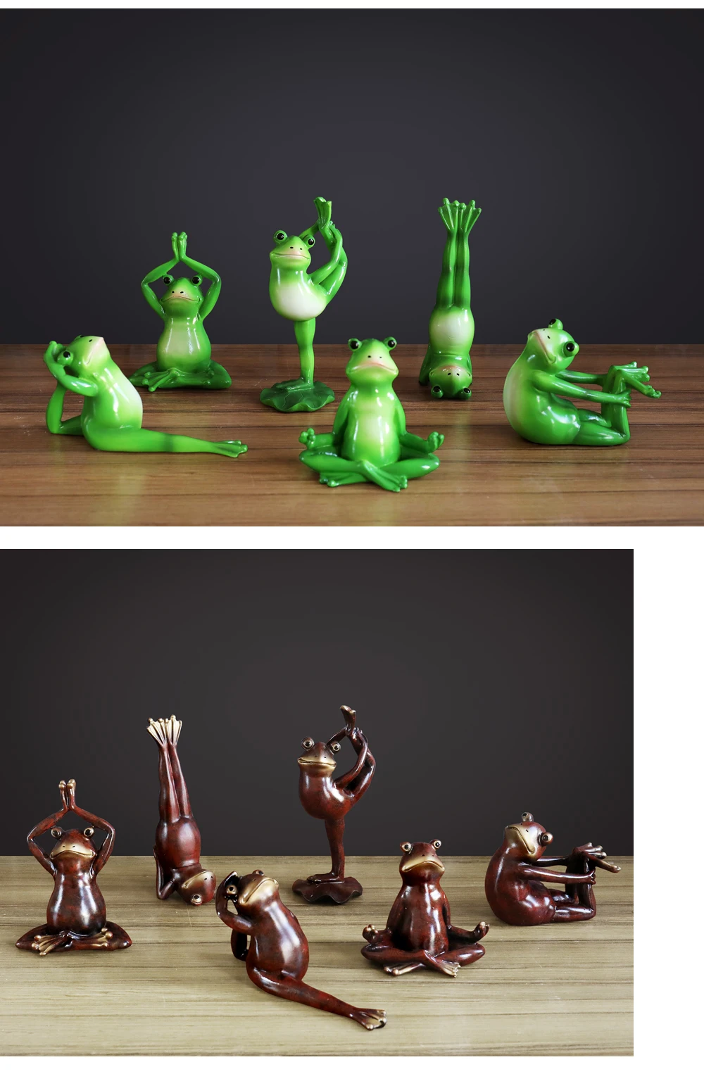 Set of 6pcs Yoga Frogs Figurines resin Miniature for Home Desktop Resin Kawaii home decoration accessories modern living room