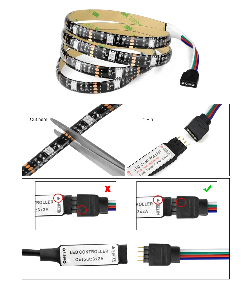 1 м 2 м 5050SMD RGB светодиодный светильник ТВ фоновый светильник ing с пультом дистанционного управления ПК Компьютерная подсветка Декор Luces светодиодный светильник для шкафа