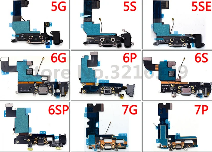 10x Charging Charger Port USB Dock Connector Flex Cable For iPhone 6 6G 6S 7 8Plus X with Headphone Jack Mic Flex Cable