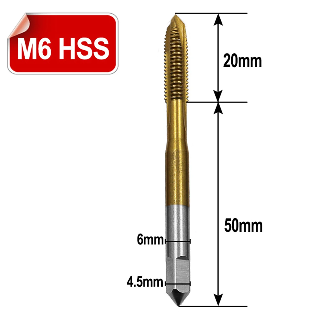 Высокоскоростная стальная винтовой наконечник M3-M8 с титановым покрытием HSS Метрическая прямая флейта резьба Винт кран штекер кран
