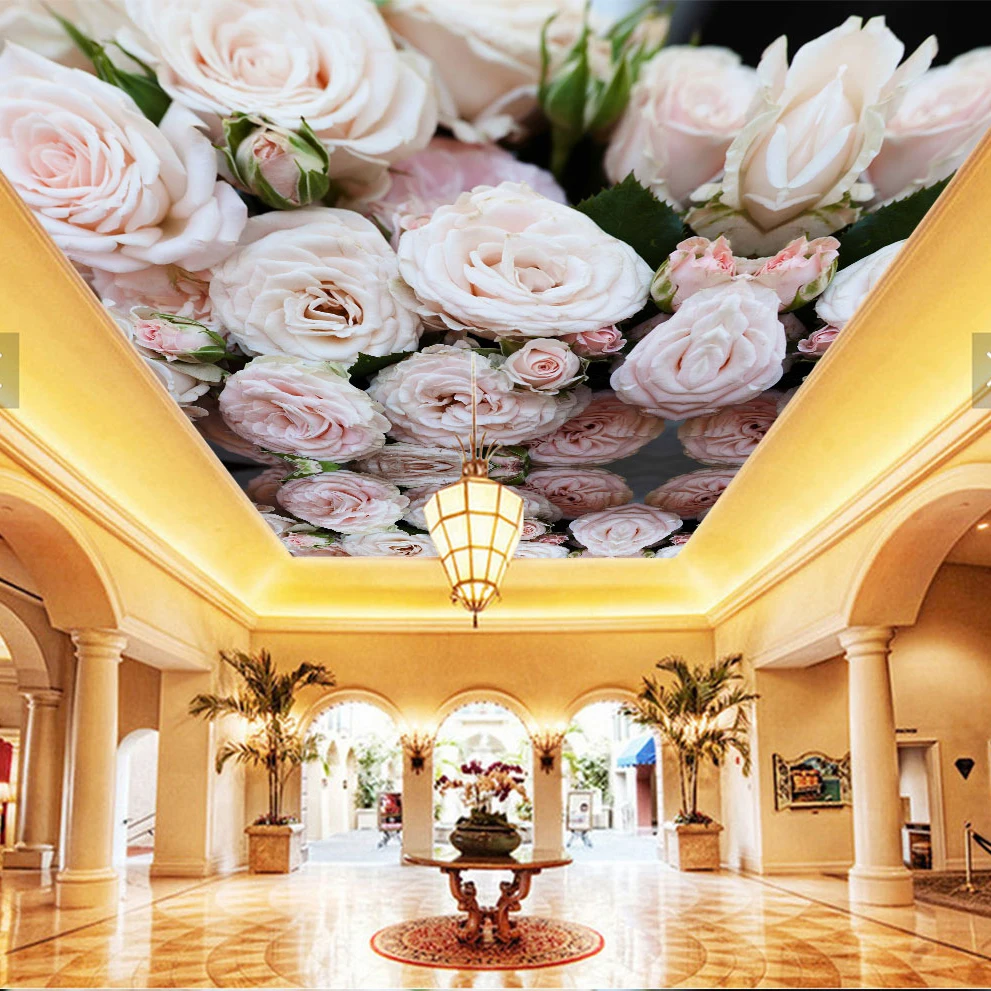 Rose Flower Ceiling Mural 3d Ceilings Mural Wallpaper for Walls Living