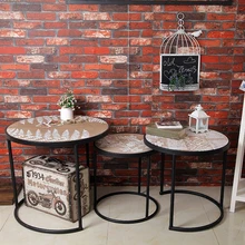 Industrial simple wind modern minimalist metal round tea table living room sets three leisure tea table retro coffee table