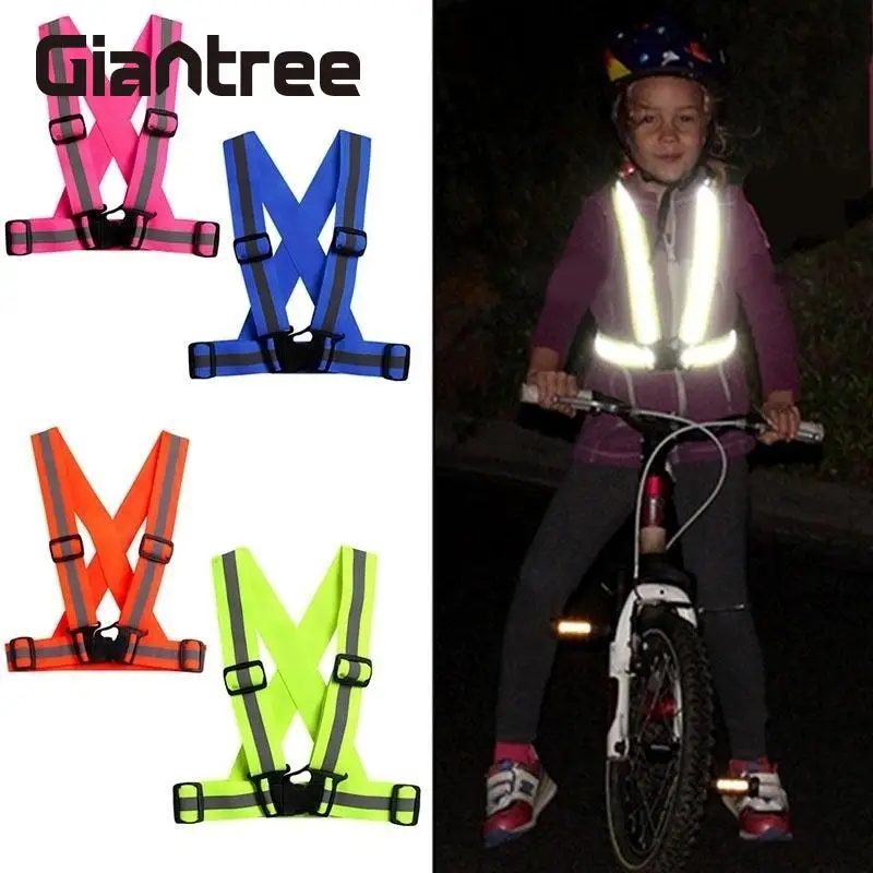 

giantree New Kids Reflective Vest Children Cycling reflective tape Outdoor Running reflective fabric Safety Stripes safe Jacket