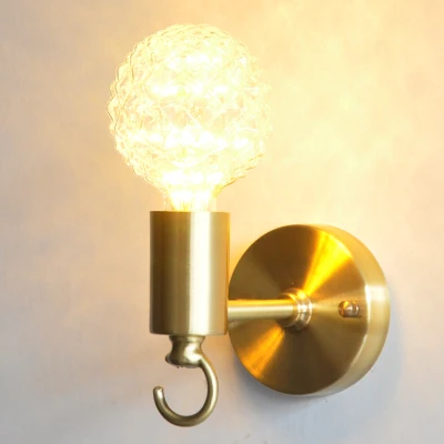 Minimalist copper brass wall light lamp LED bedside toilet bathroom reading wall light LED sconce modern simple gold wall light