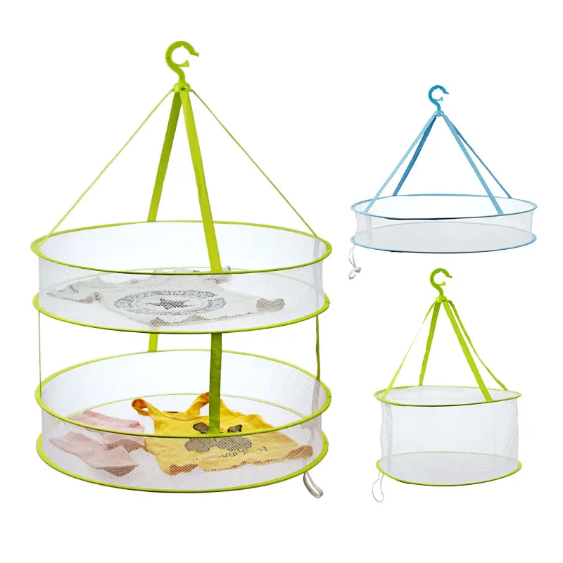 

Foldable thick sweater drying clothes basket increase, multilayer windproof clothing tiled laundry basket clothesline net