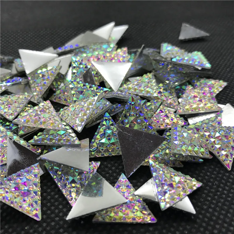 

Crystal AB Color 16X16mm 100Pcs Triangle Shape Sparkly Glitter Faux Acrylic Resin rhinestones Flatback Decoden Kawaii Cabochons