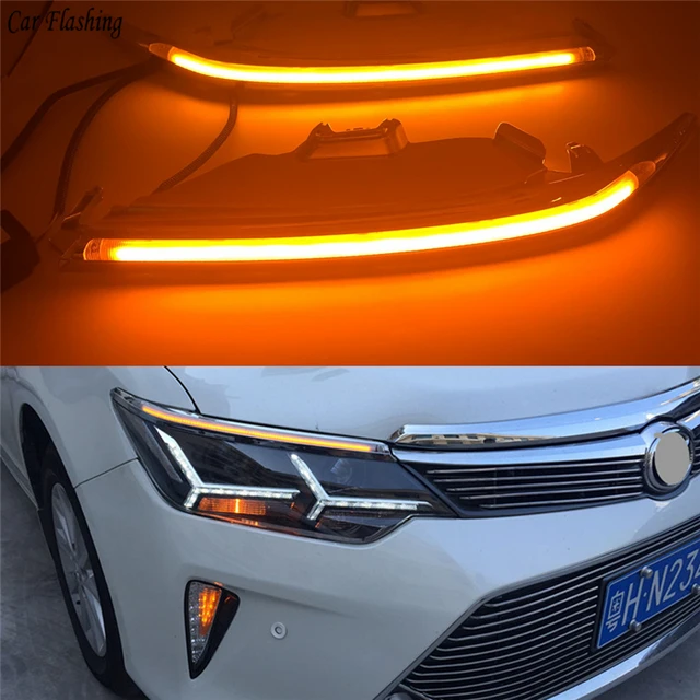 Car Flashing 2pcs 12v Led Headlight Eyebrow For Toyota Camry Car Flashing 2pcs 12v Led Headlight Eyebrow For Toyota Camry 2017 2016 2018 With Turn Signal Drl Daytime Running Light