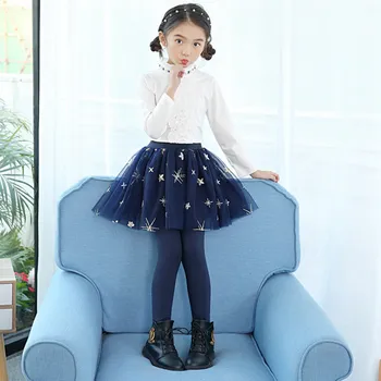 

New Spring 2018 Girls Leggings Cotton Skirt-pants Casual Children Cake Skirts with Leggings Autumn Winter Princess Warm Trousers