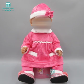 

Baby clothes for dolls fit 43cm new born doll accessories and American doll rose red casual suit + hat