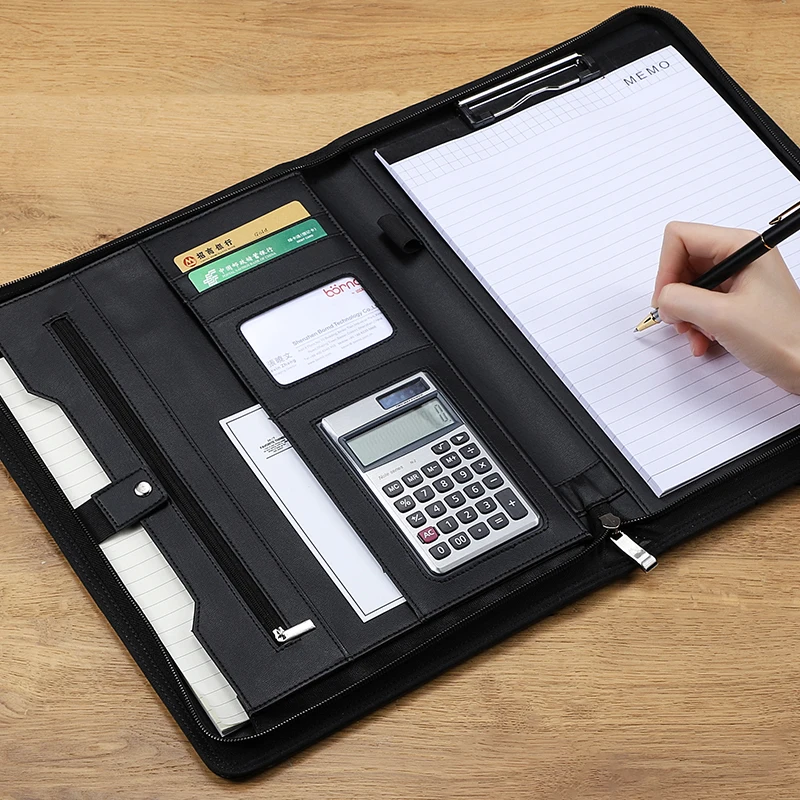 

A4 File Folder Business Padfolio Presentation Folder Portfolio Document Manager bag for A4 Documents with zipper Office Supplies