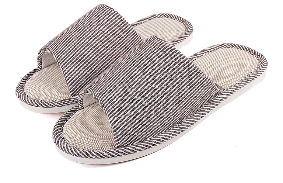 Летняя обувь мужские пляжные сандалии Вьетнамки полосатые льняные тапочки для спальни мужские льняные домашние тапочки повседневная обувь Мужская домашняя обувь Домашняя обувь большого размера Мужская дышащая потовая