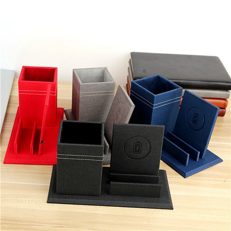 Multi function Qi wireless charger pen holder Desk